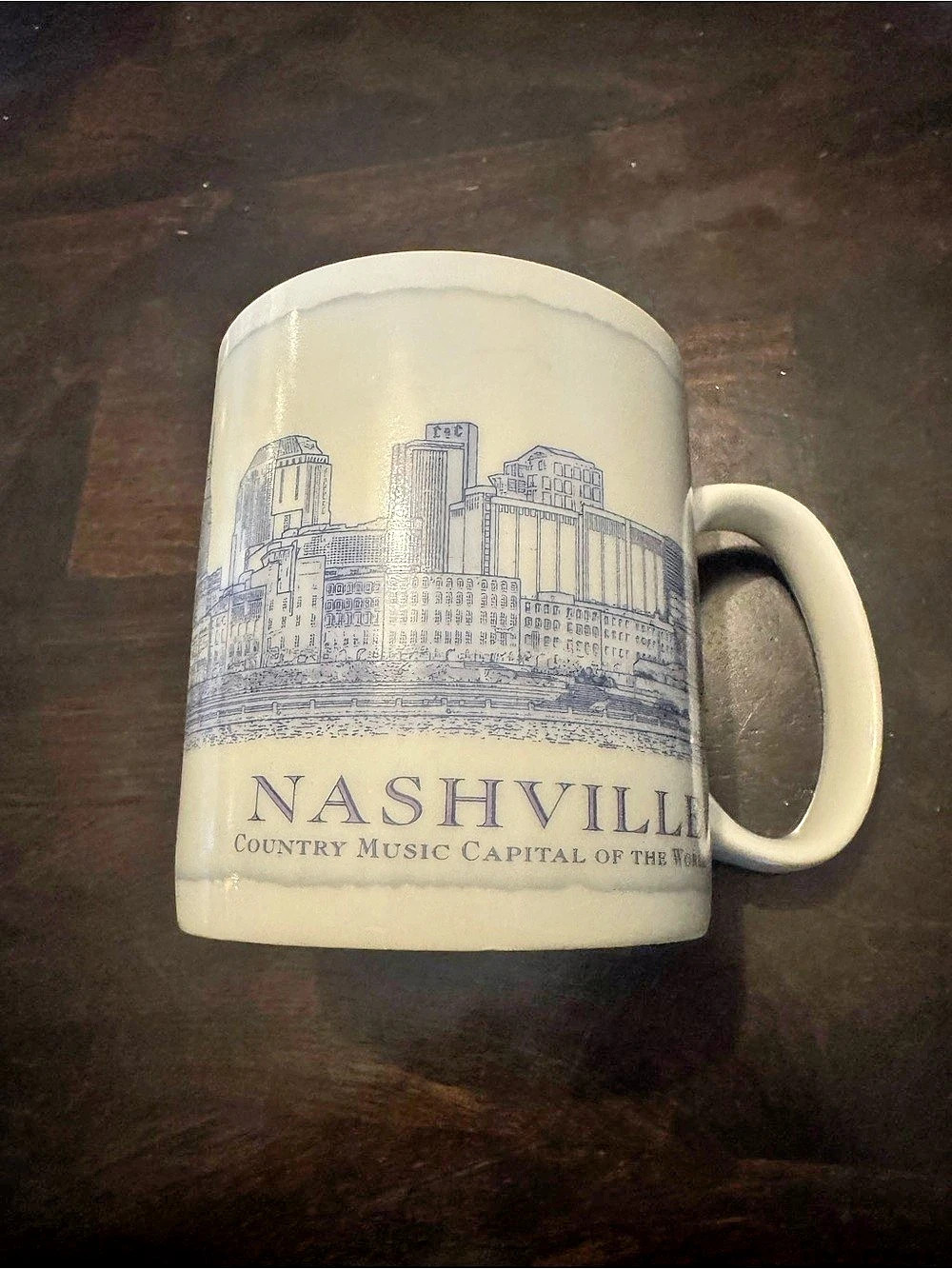 Starbucks Nashville Country Music Capital of the World mug 18 FL OZ Cream & Blue